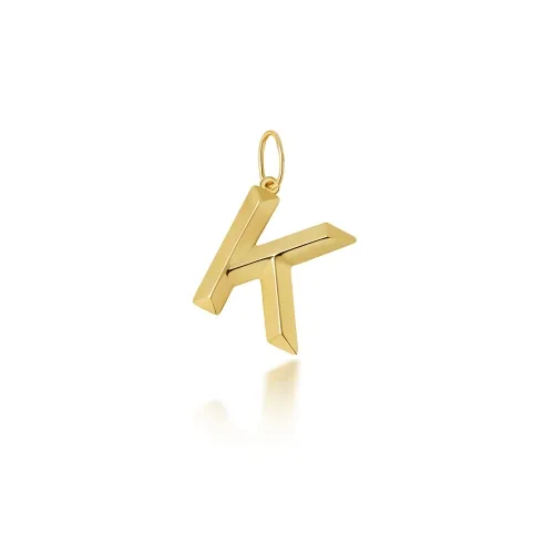 9ct Yellow Gold Initial Pendant K 12X13.7mm